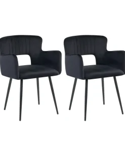 Set di 2 sedie da pranzo SANILAC Velluto Nero