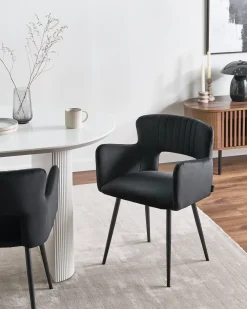 Set di 2 sedie da pranzo SANILAC Velluto Nero