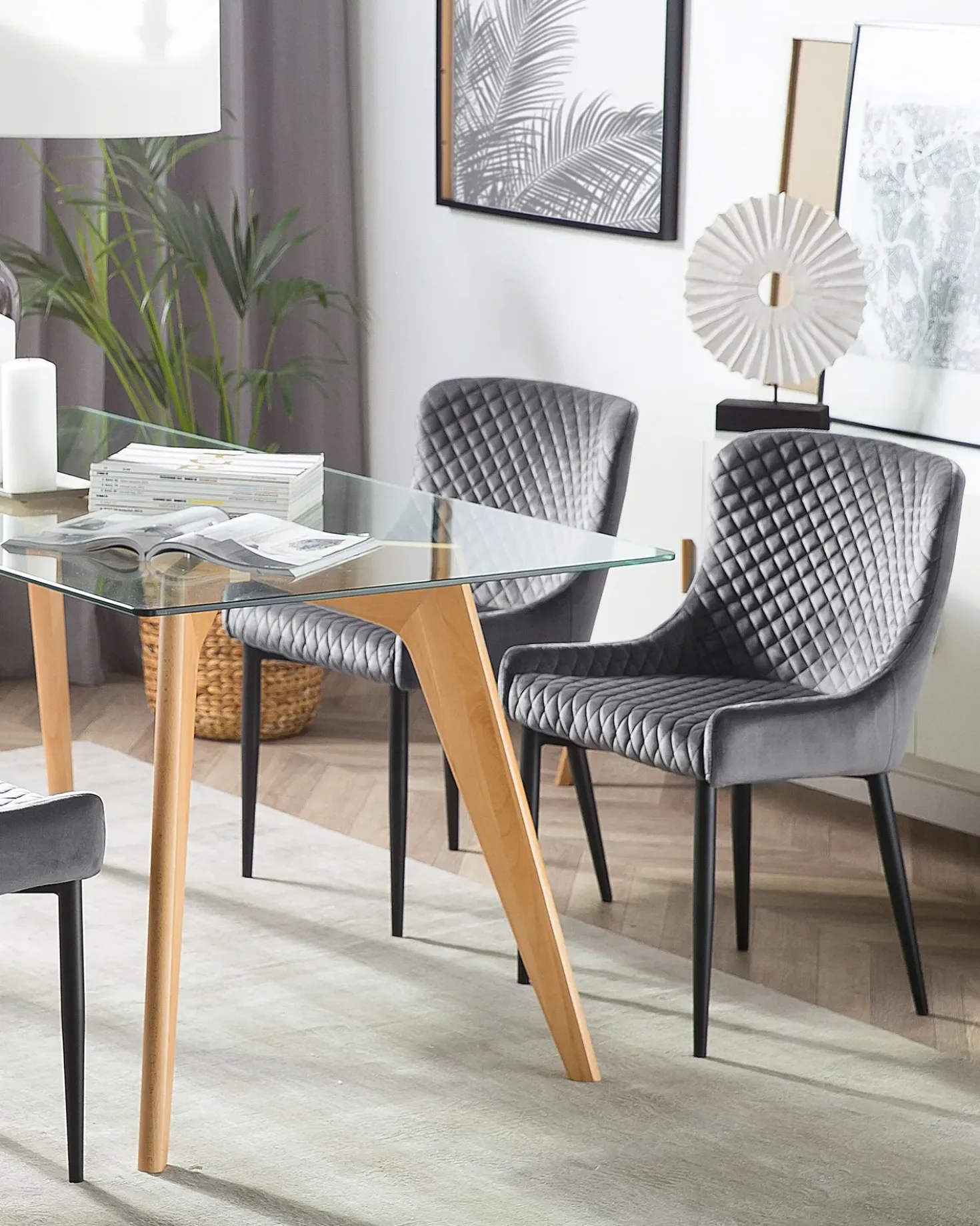 Set di 2 sedie da pranzo SOLANO Velluto Grigio