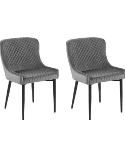 Set di 2 sedie da pranzo SOLANO Velluto Grigio