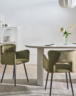 Set di 2 sedie da pranzo SANILAC Velluto Verde oliva