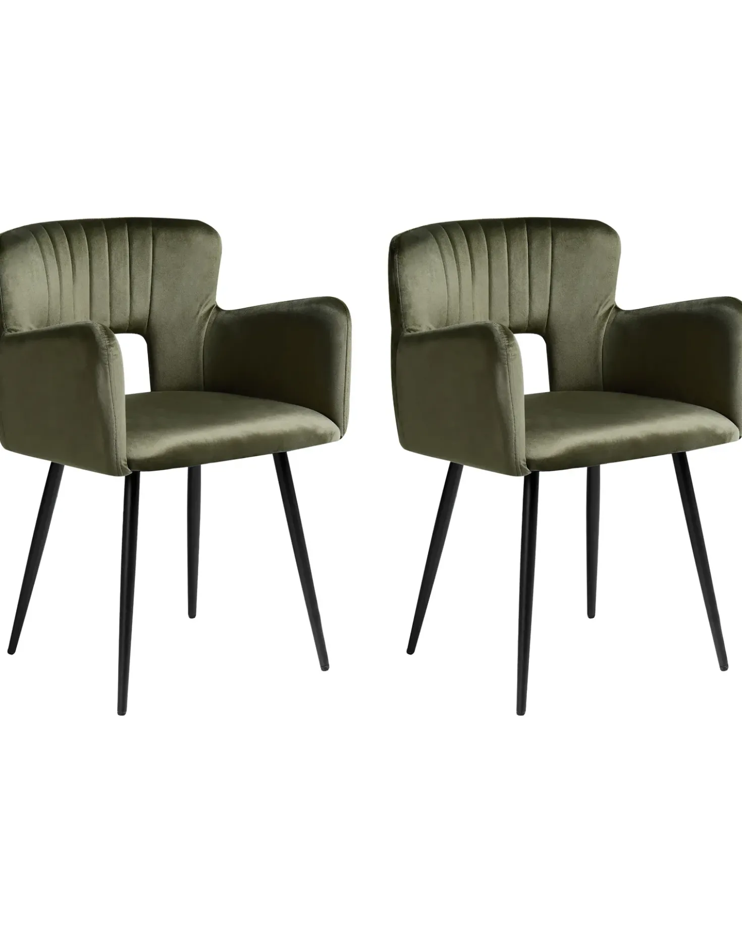Set di 2 sedie da pranzo SANILAC Velluto Verde oliva