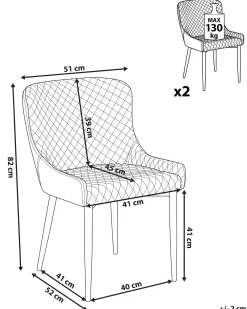 Set di 2 sedie da pranzo SOLANO Tessuto Grigio chiaro