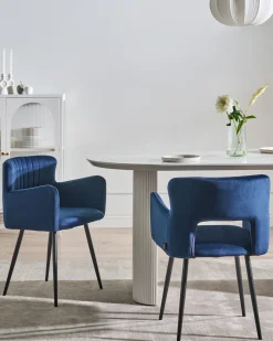 Set di 2 sedie da pranzo SANILAC Velluto Blu marino