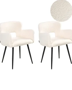 Set di 2 sedie da pranzo SANILAC Bouclé Bianco