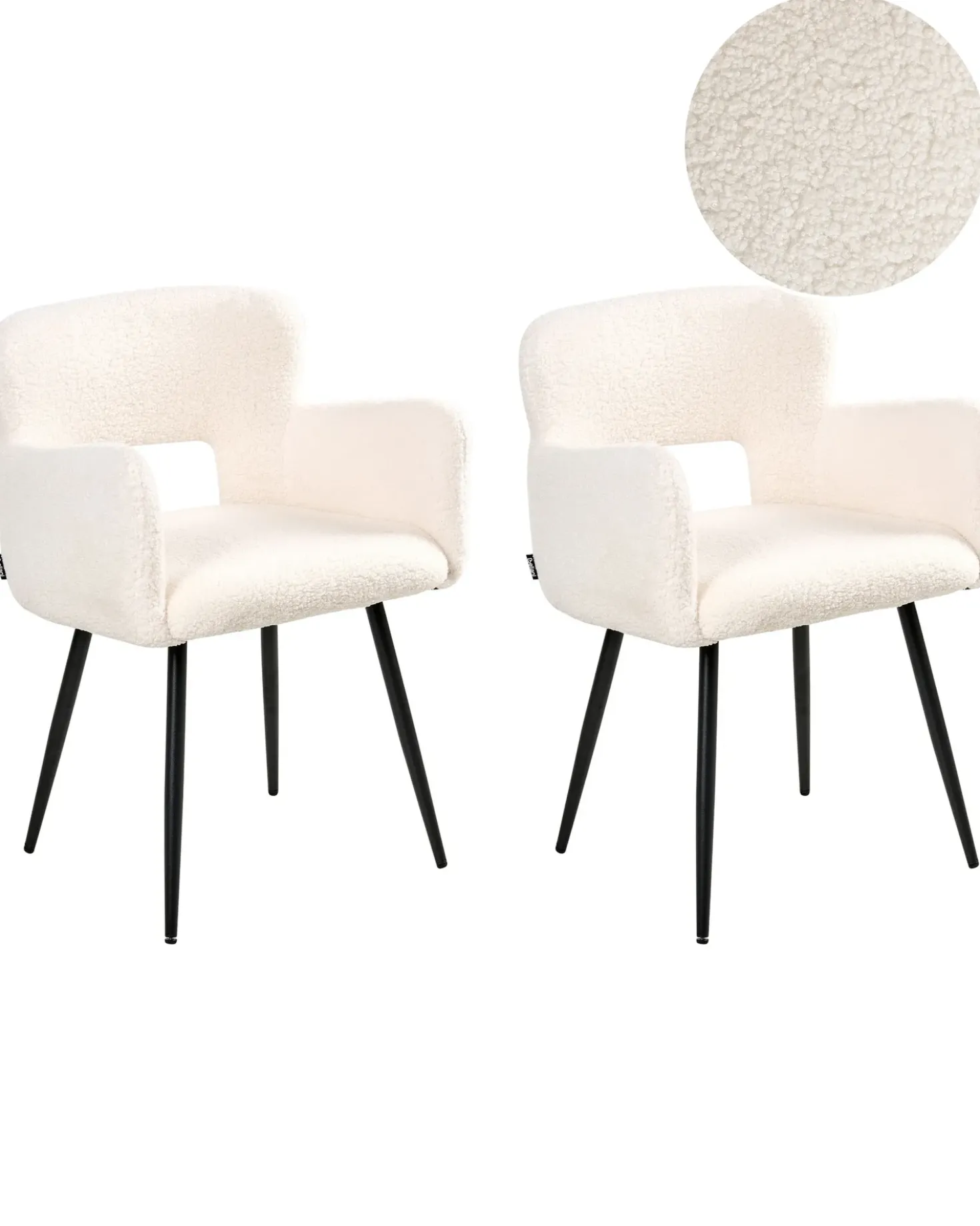 Set di 2 sedie da pranzo SANILAC Bouclé Bianco