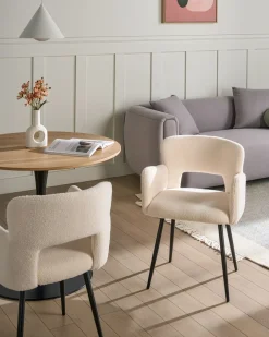 Set di 2 sedie da pranzo SANILAC Bouclé Bianco