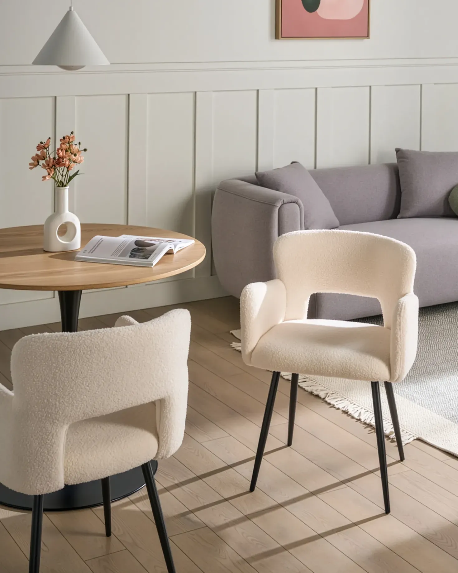 Set di 2 sedie da pranzo SANILAC Bouclé Bianco
