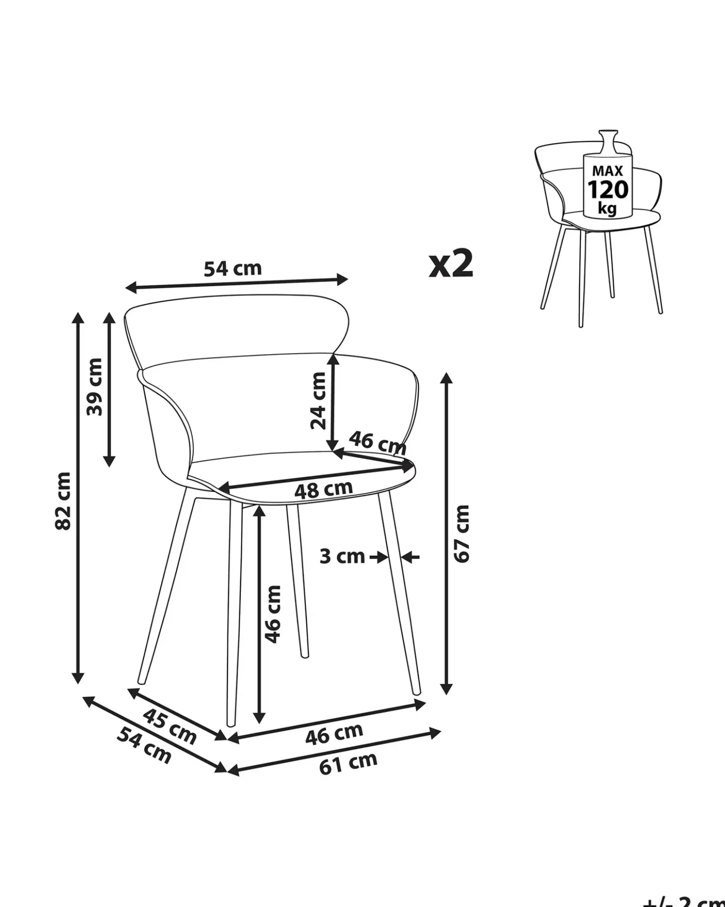 Set di 2 sedie da pranzo SUMKLEY Grigio chiaro