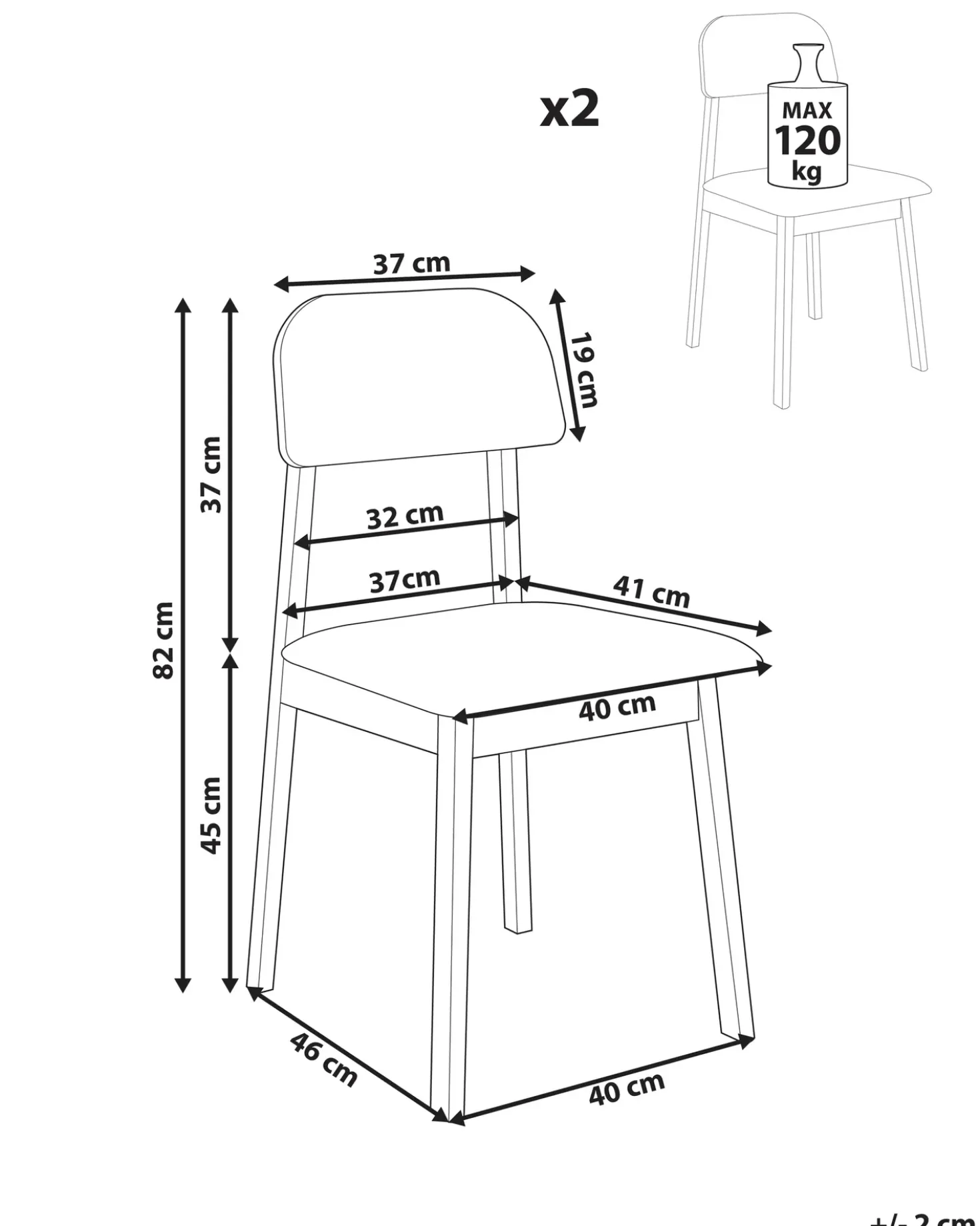 Set di 2 sedie da pranzo SCANDIA Legno Grigio chiaro