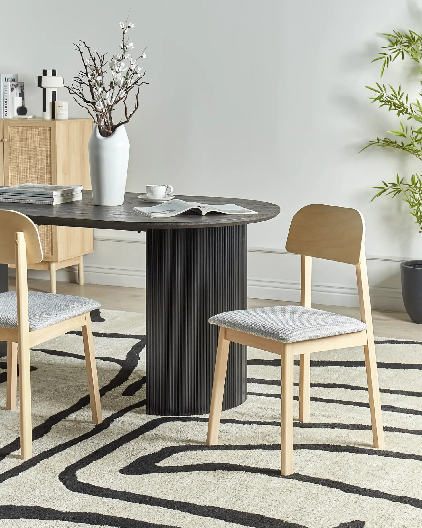 Set di 2 sedie da pranzo SCANDIA Legno Grigio chiaro