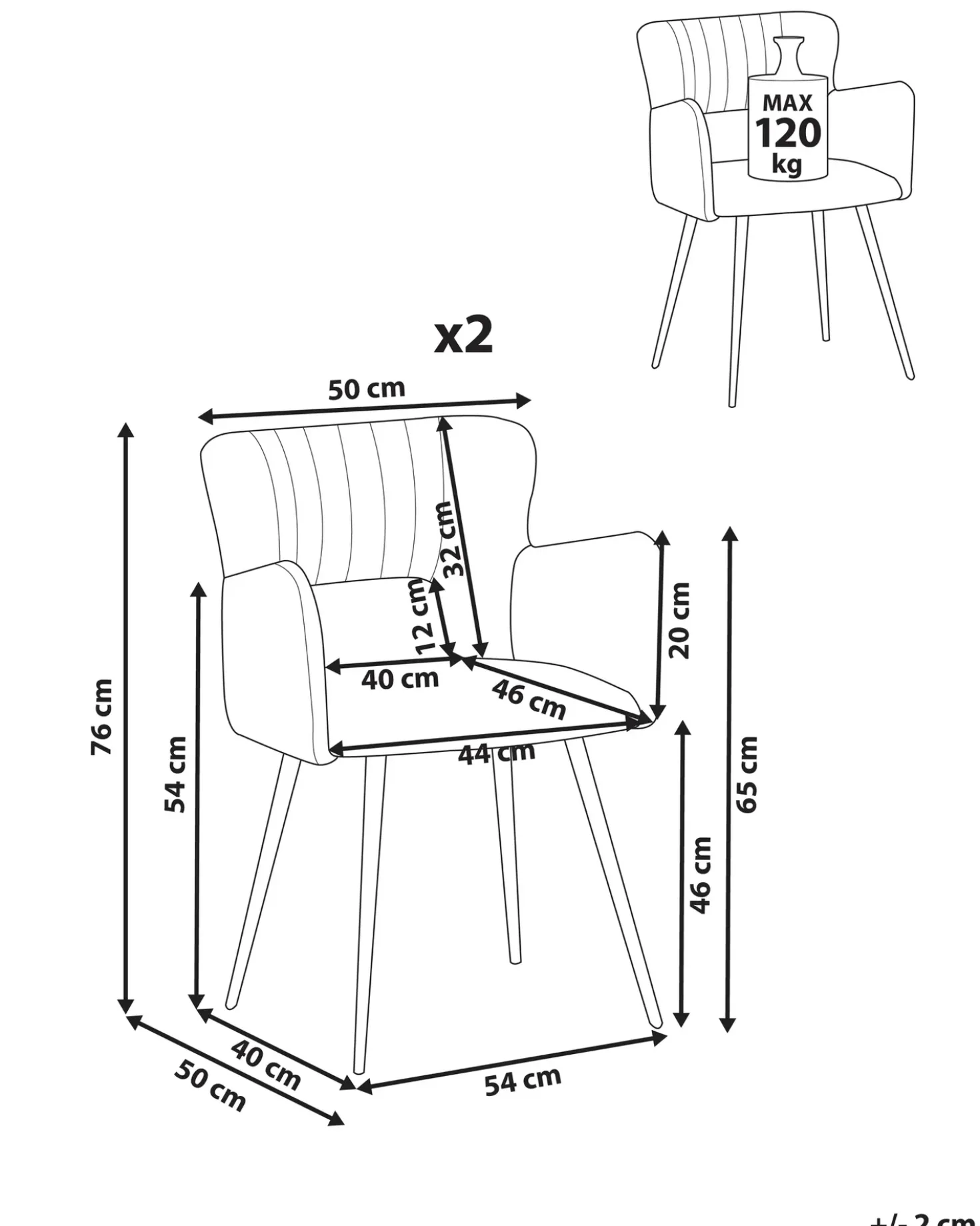 Set di 2 sedie da pranzo SANILAC Velluto Arancione