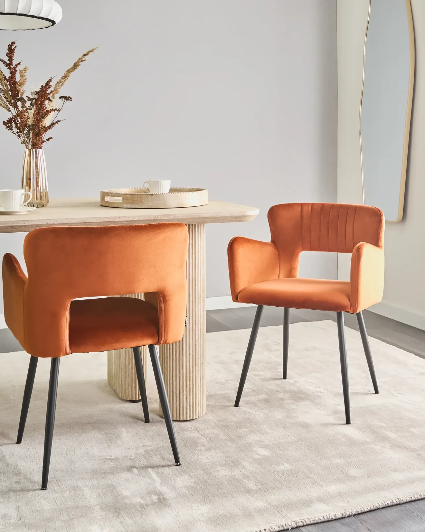 Set di 2 sedie da pranzo SANILAC Velluto Arancione