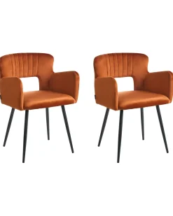 Set di 2 sedie da pranzo SANILAC Velluto Arancione