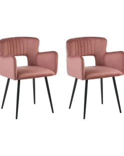 Set di 2 sedie da pranzo SANILAC Velluto Rosa pastello
