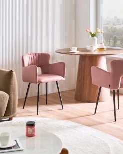 Set di 2 sedie da pranzo SANILAC Velluto Rosa pastello