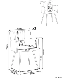 Set di 2 sedie da pranzo SANILAC Velluto Tortora