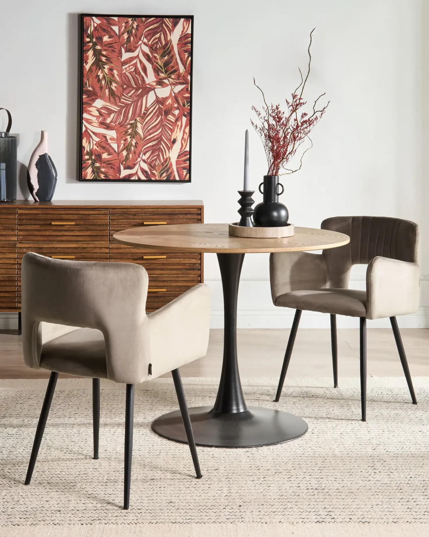 Set di 2 sedie da pranzo SANILAC Velluto Tortora