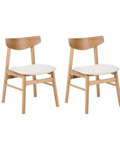 Set di 2 sedie da pranzo SMILEY Legno Marrone chiaro/Bianco sporco