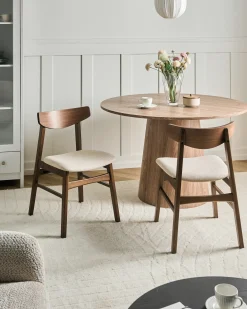 Set di 2 sedie da pranzo SMILEY Legno Marrone/Beige