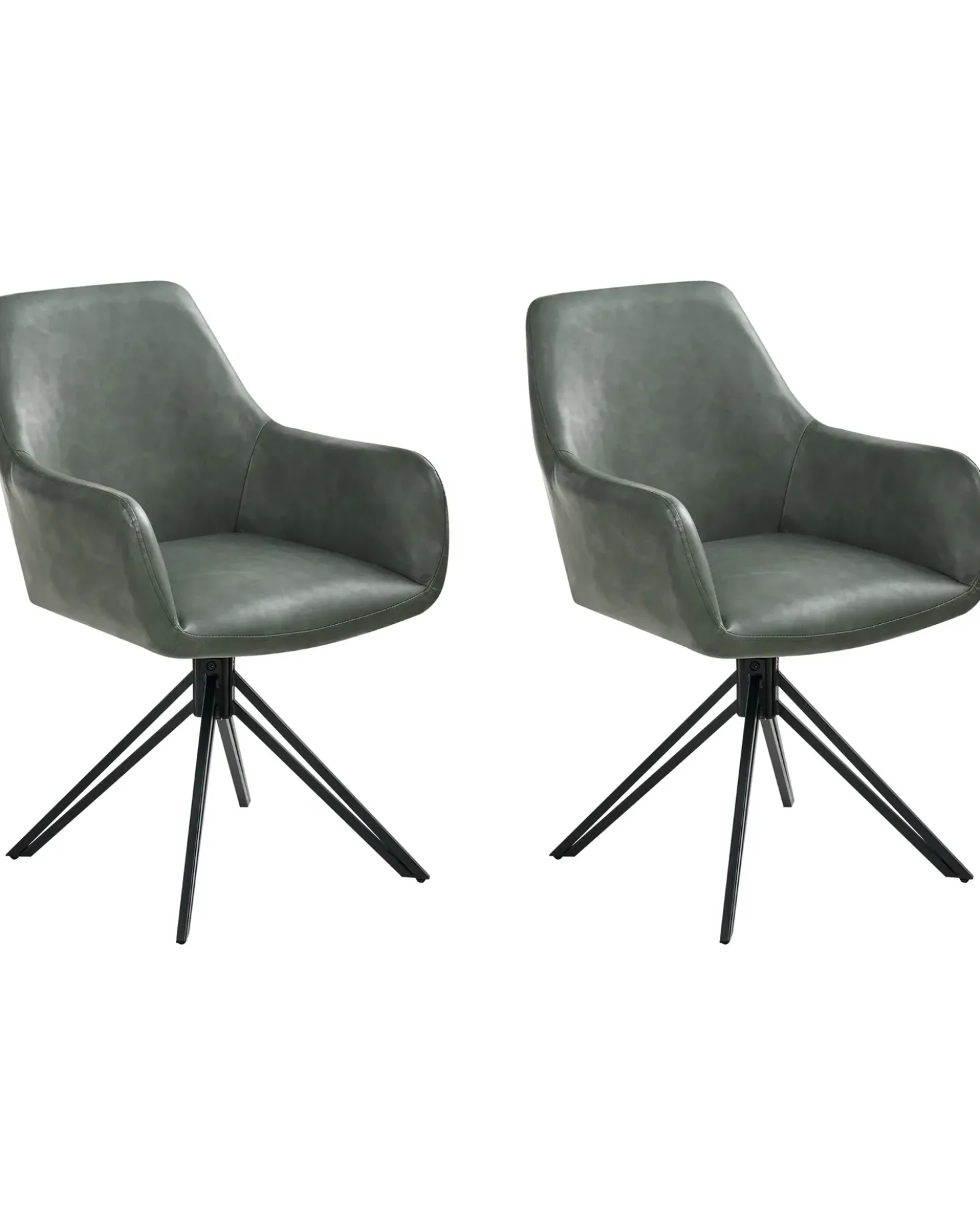 Set di 2 sedie da pranzo SANSARC Pelle sintetica Verde scuro