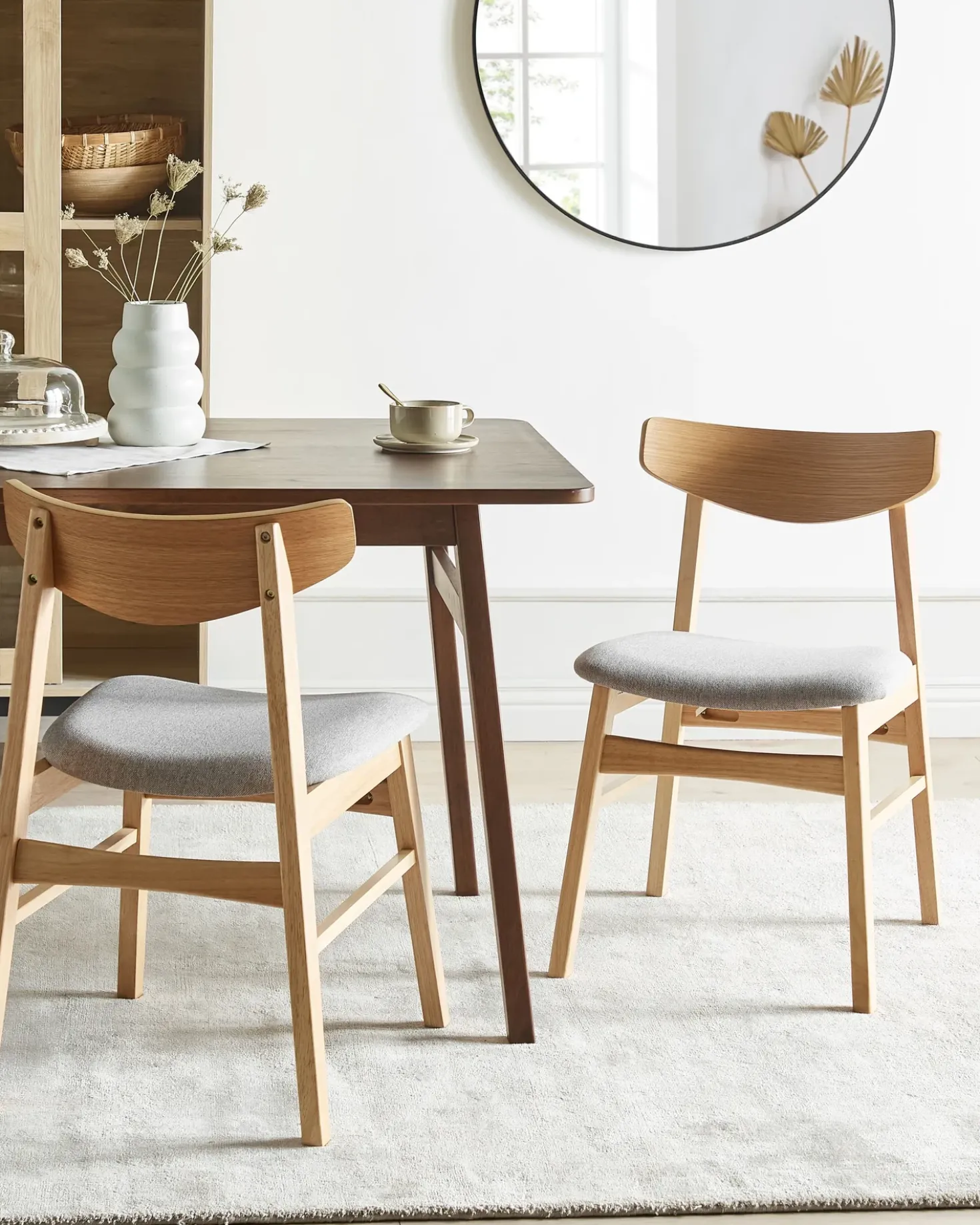 Set di 2 sedie da pranzo SMILEY Legno Marrone chiaro/Grigio