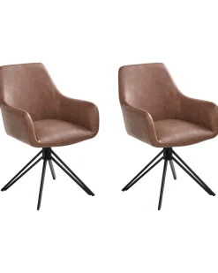 Set di 2 sedie da pranzo SANSARC Pelle sintetica Marrone