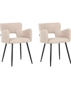 Set di 2 sedie da pranzo SANILAC Bouclé Beige