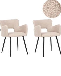 Set di 2 sedie da pranzo SANILAC Bouclé Beige