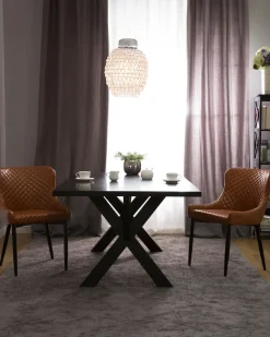 Set di 2 sedie da pranzo SOLANO Pelle sintetica Marrone dorato