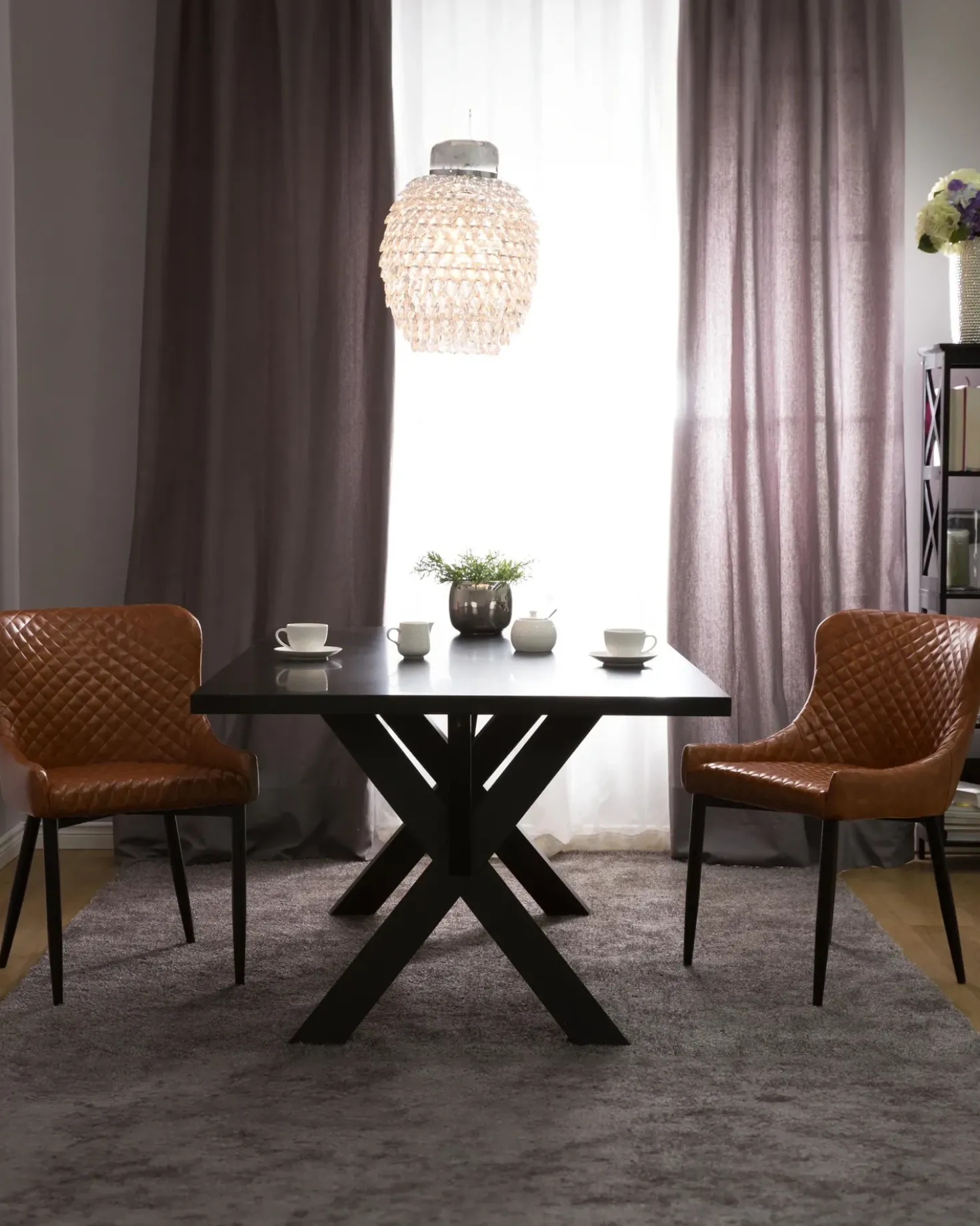 Set di 2 sedie da pranzo SOLANO Pelle sintetica Marrone dorato