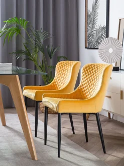 Set di 2 sedie da pranzo SOLANO Velluto Giallo