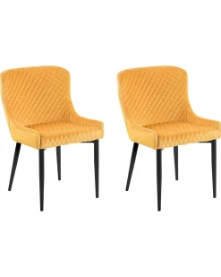 Set di 2 sedie da pranzo SOLANO Velluto Giallo