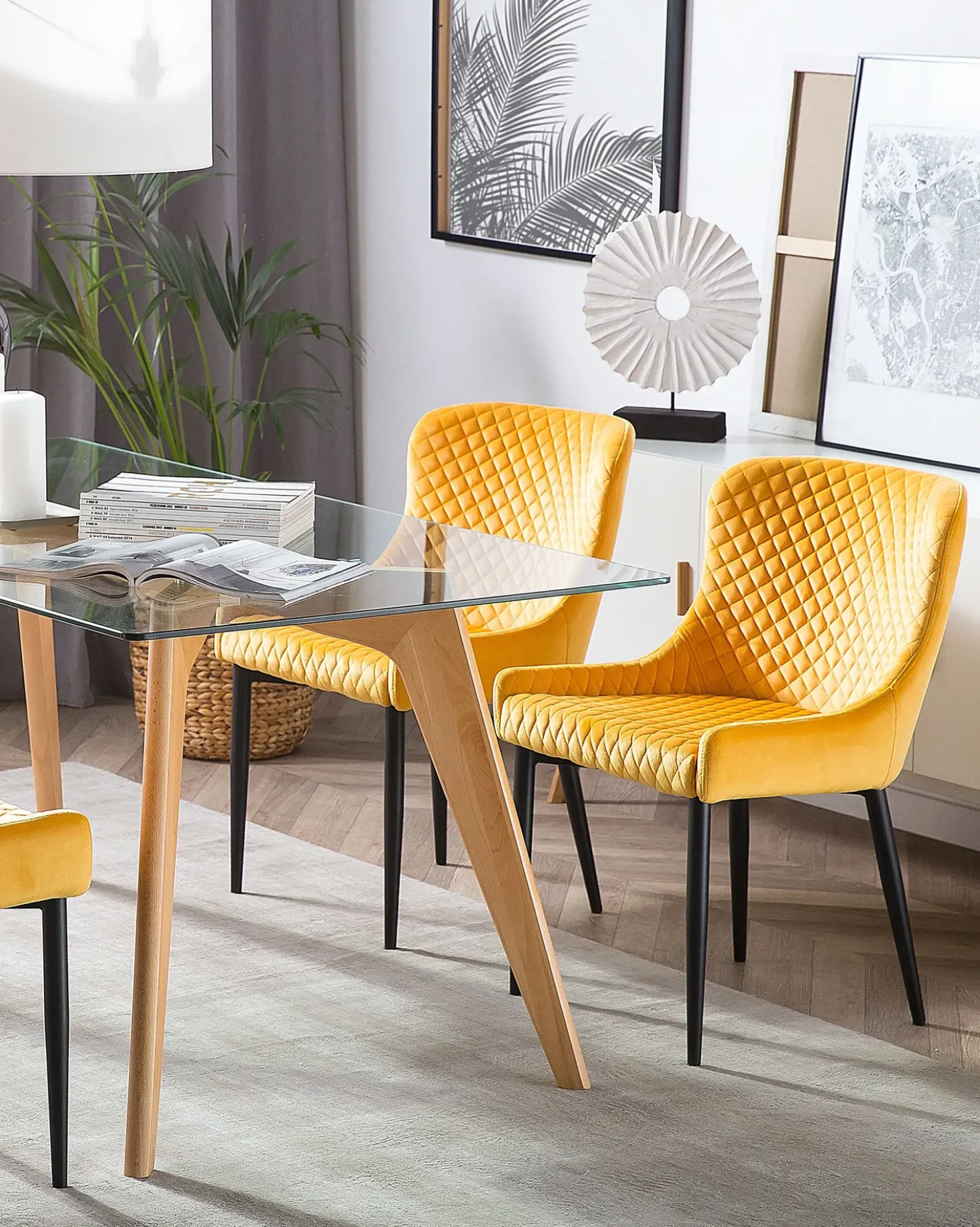 Set di 2 sedie da pranzo SOLANO Velluto Giallo