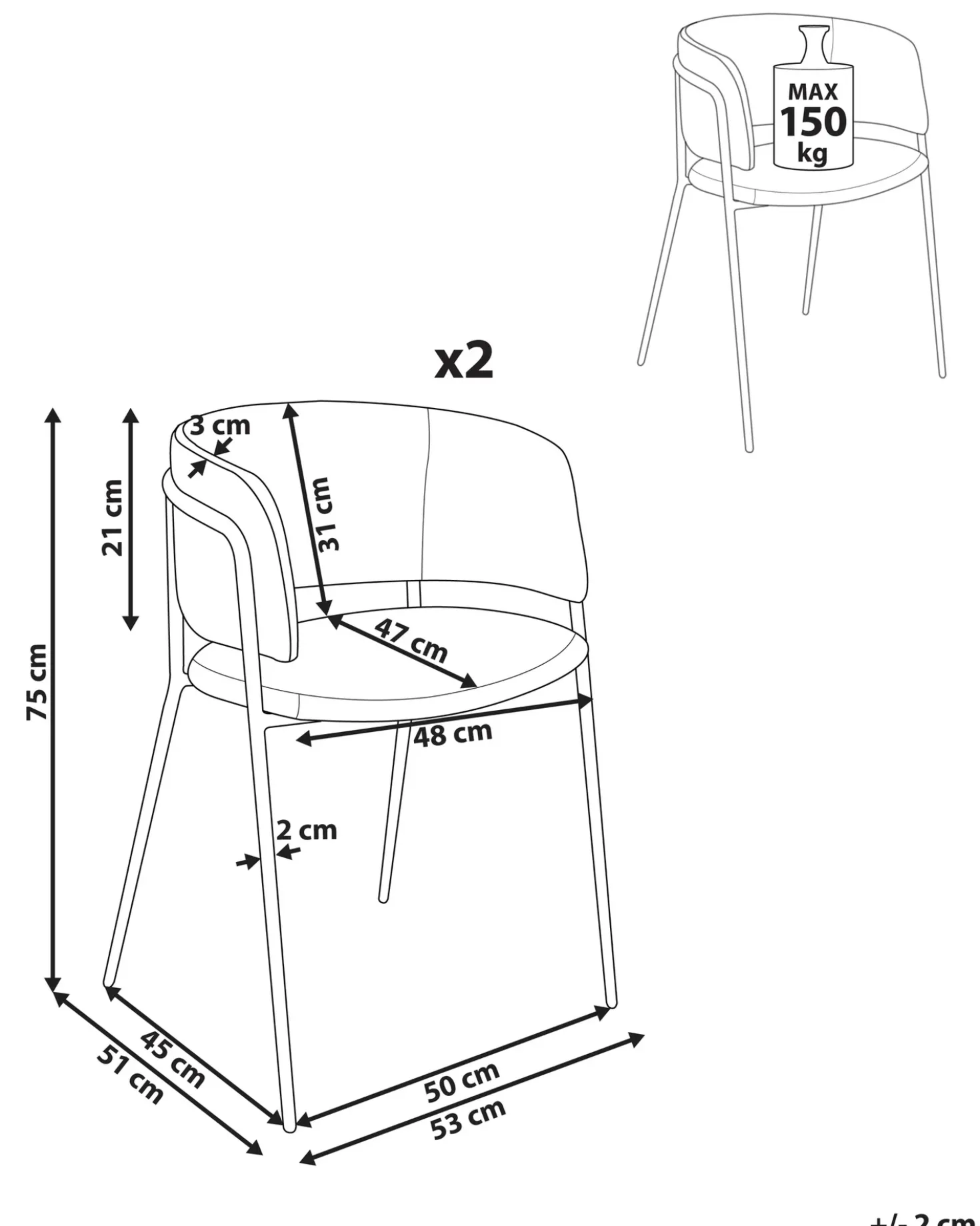 Set di 2 sedie da pranzo SPRINGER Ciniglia Beige chiaro