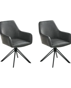Set di 2 sedie da pranzo SANSARC Pelle sintetica Nero