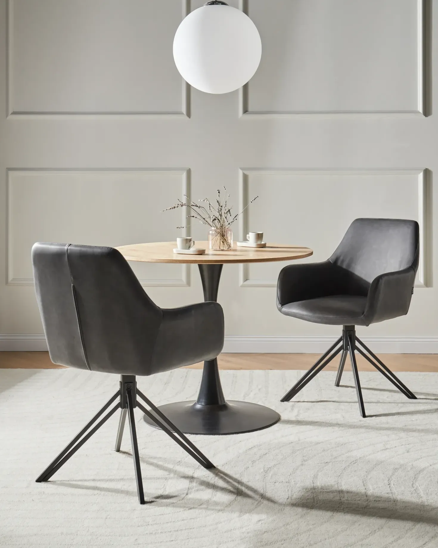 Set di 2 sedie da pranzo SANSARC Pelle sintetica Nero