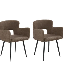 Set di 2 sedie da pranzo SANILAC Bouclé Marrone
