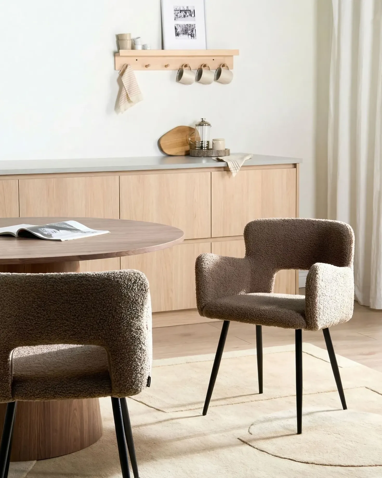 Set di 2 sedie da pranzo SANILAC Bouclé Marrone