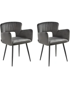 Set di 2 sedie da pranzo SANILAC Velluto Grigio scuro