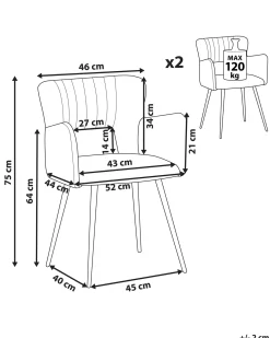 Set di 2 sedie da pranzo SANILAC Velluto Grigio scuro