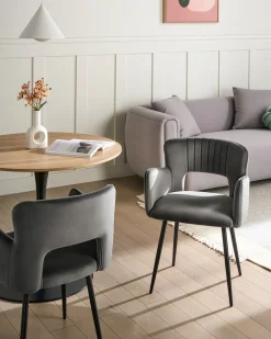 Set di 2 sedie da pranzo SANILAC Velluto Grigio scuro