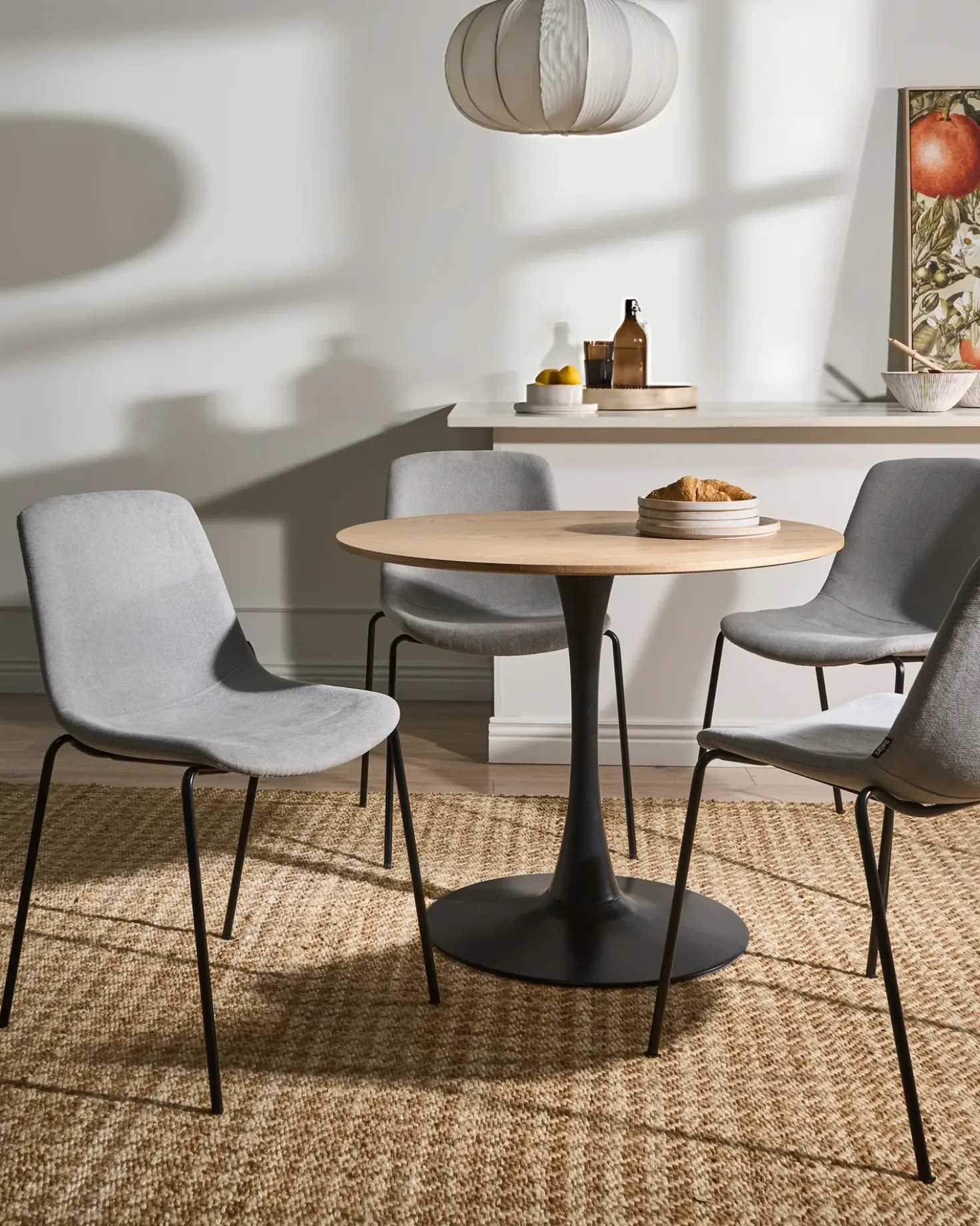 Set di 4 sedie da pranzo TILLER Tessuto Grigio