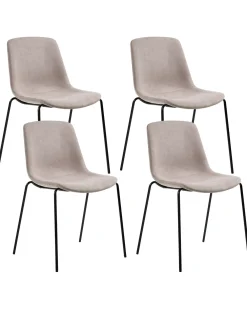 Set di 4 sedie da pranzo TILLER Tessuto Beige