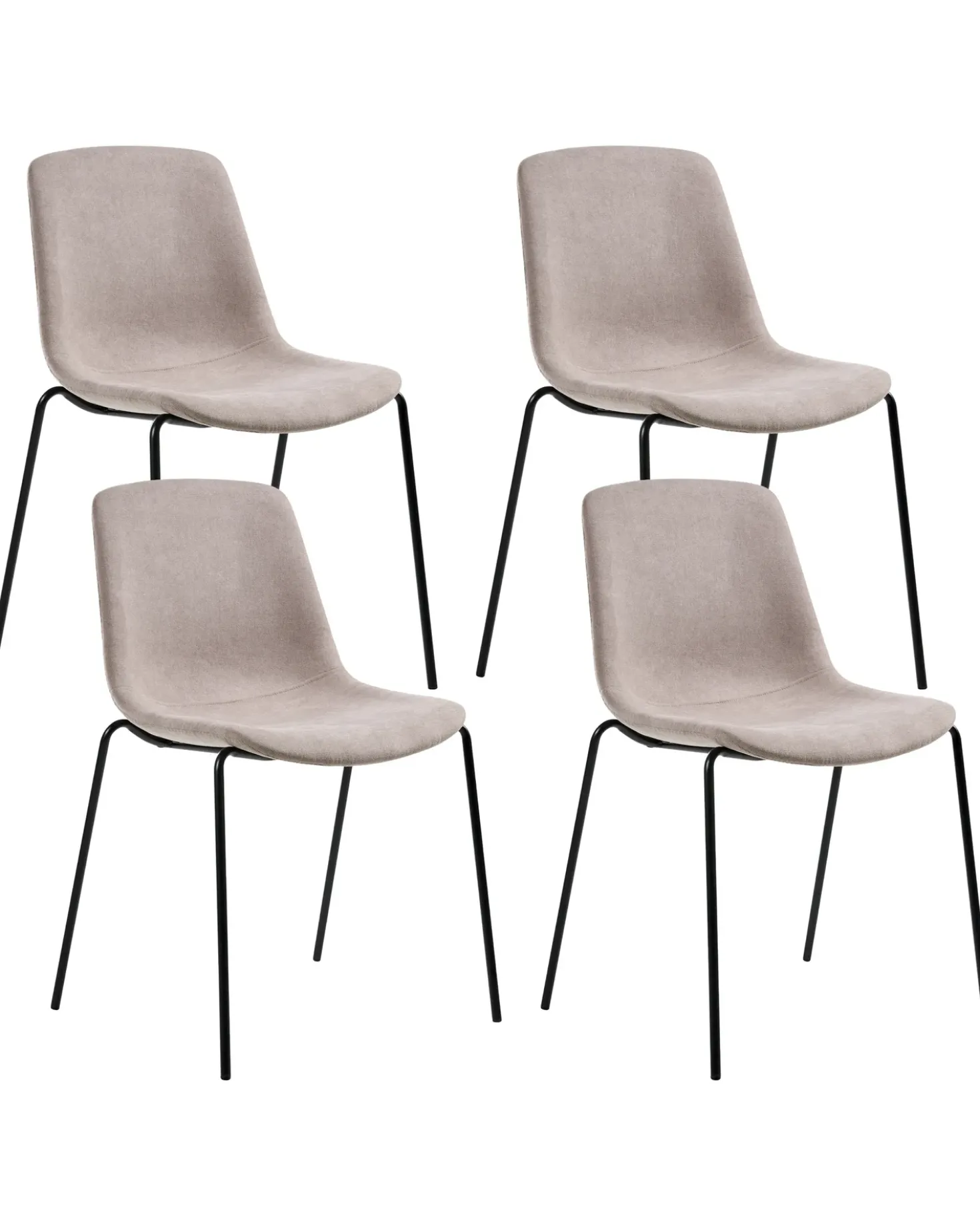 Set di 4 sedie da pranzo TILLER Tessuto Beige