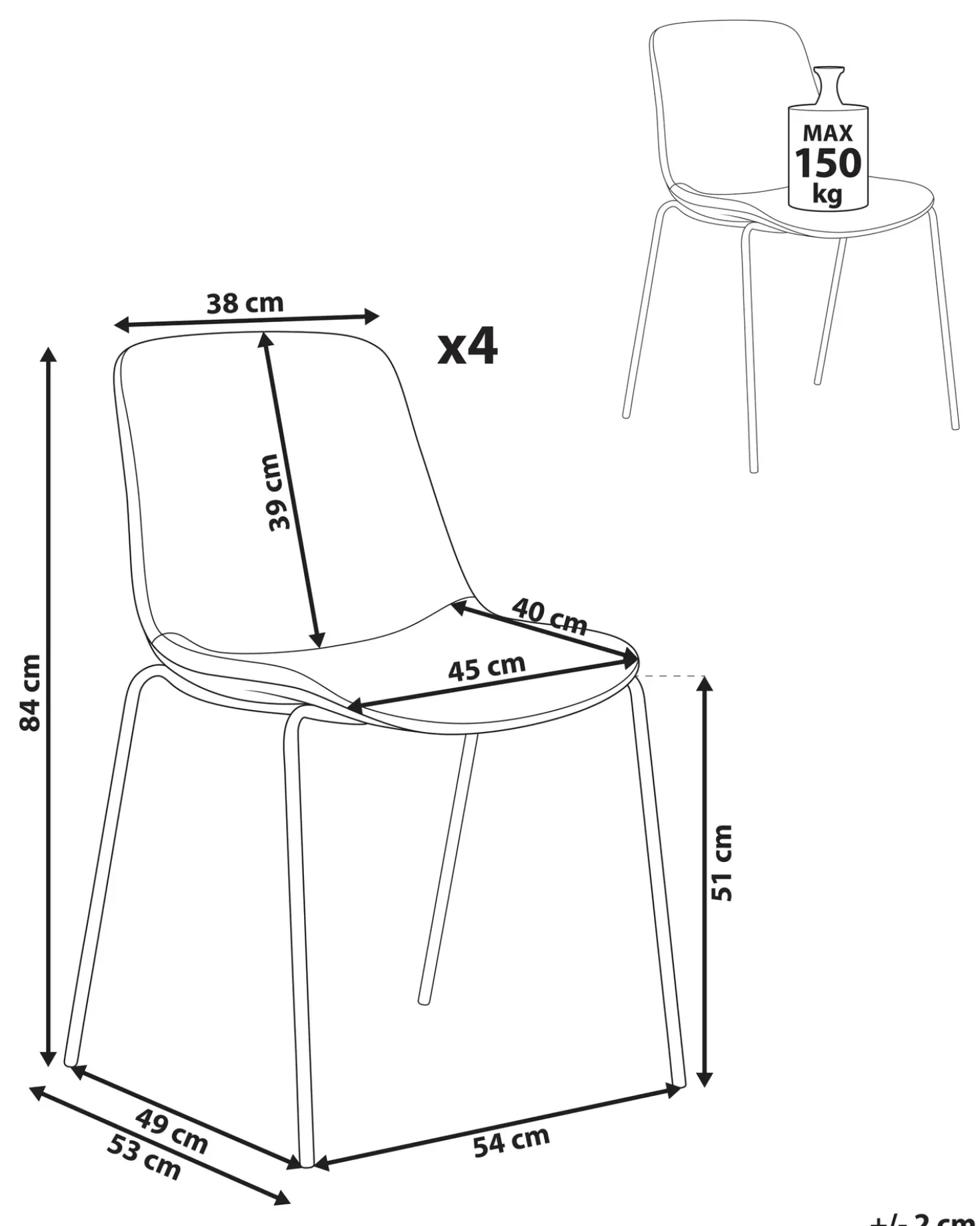 Set di 4 sedie da pranzo TILLER Tessuto Beige