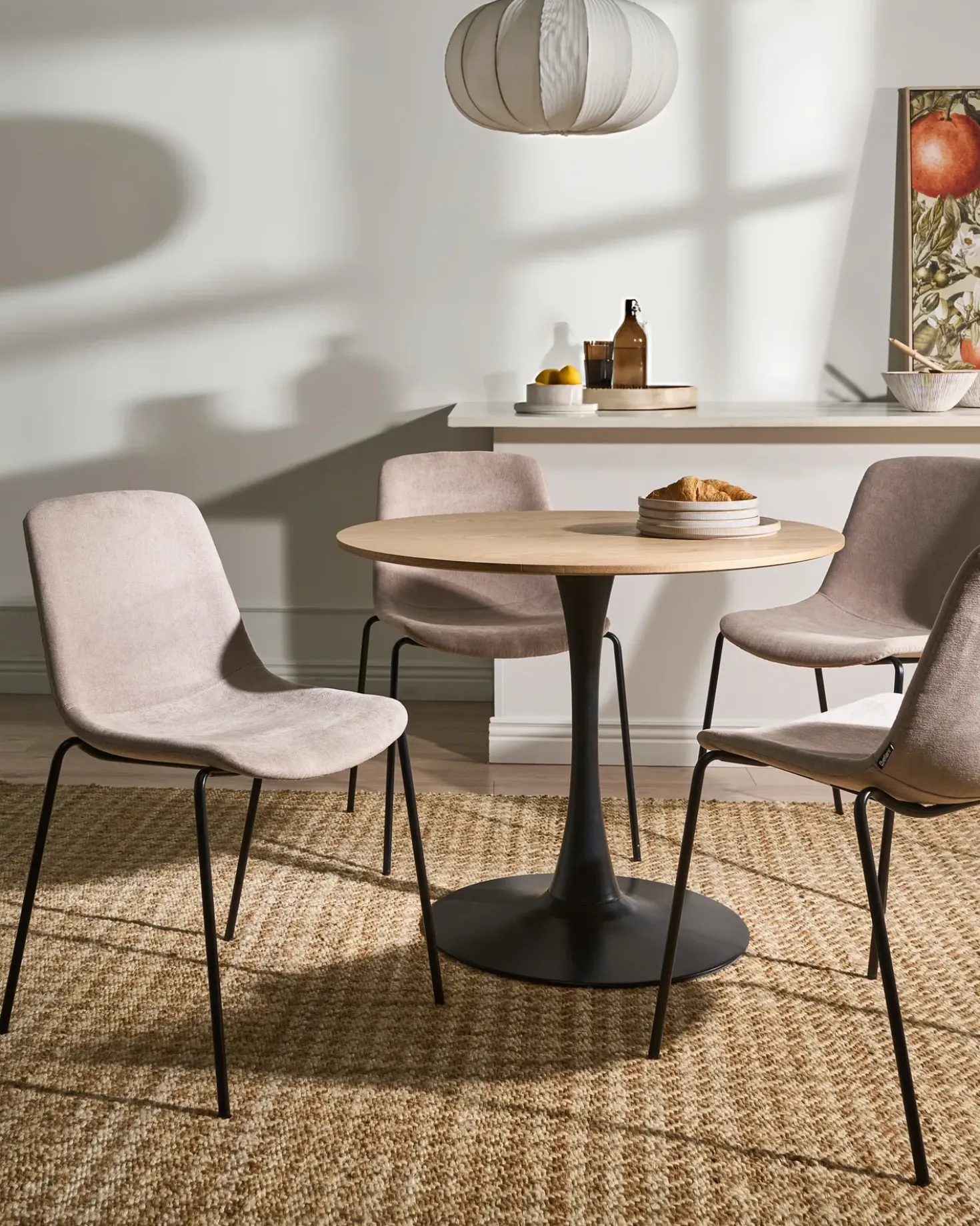 Set di 4 sedie da pranzo TILLER Tessuto Beige