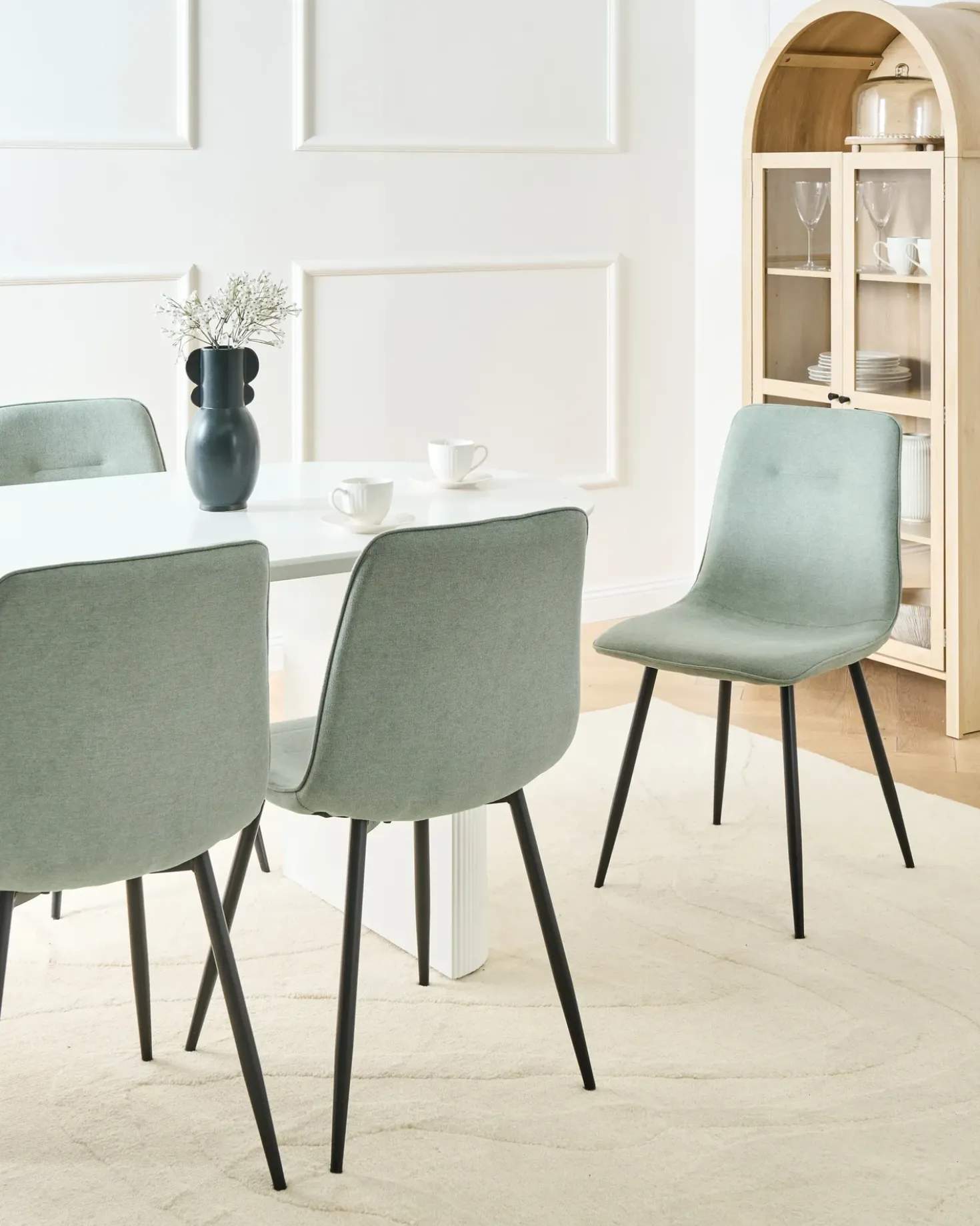 Set di 4 sedie da pranzo TUSCOLA Tessuto Verde chiaro