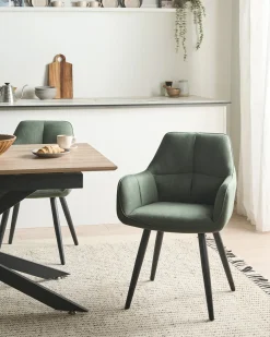 Set di 2 sedie da pranzo TIRANO Lino sintetico Verde