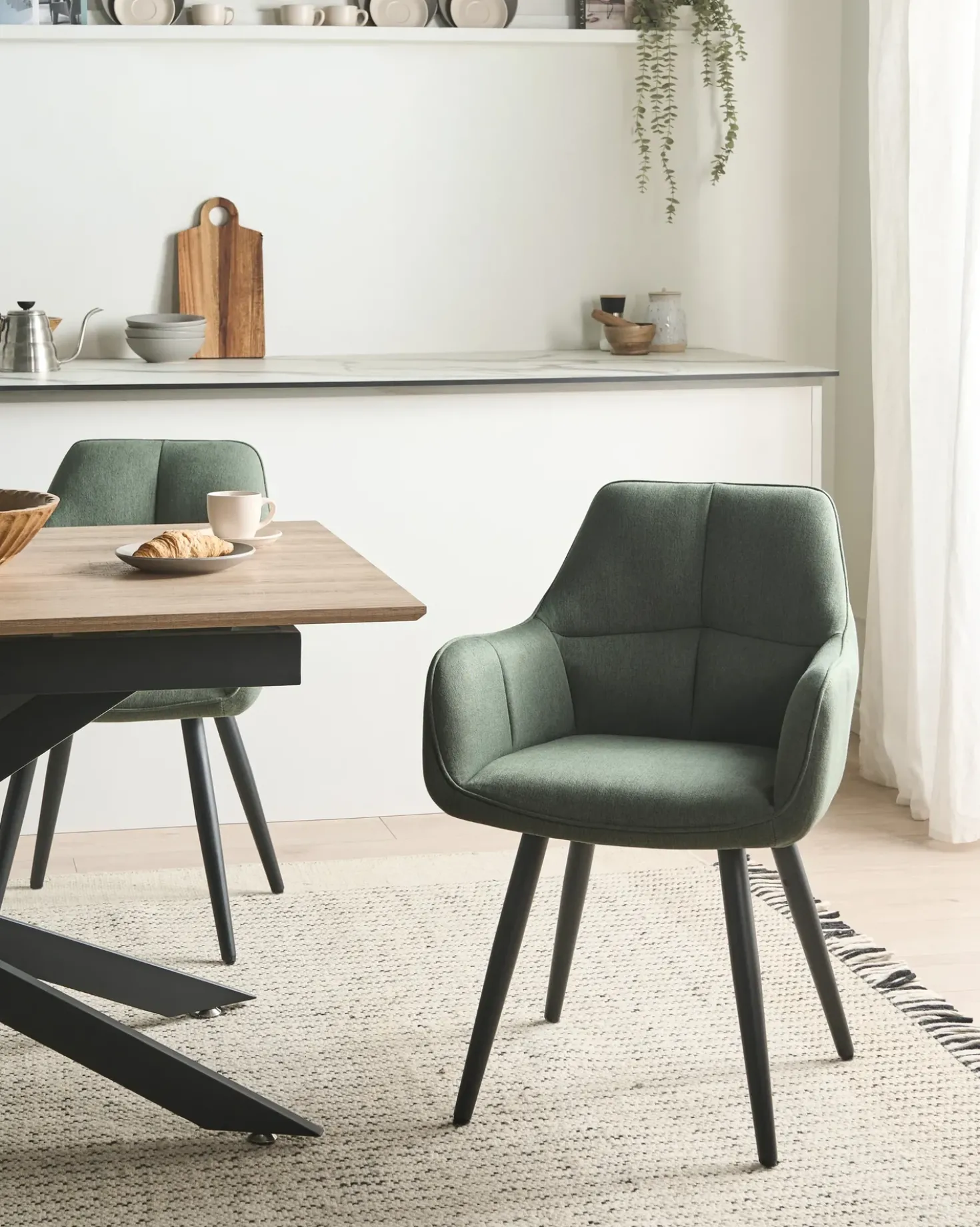 Set di 2 sedie da pranzo TIRANO Lino sintetico Verde